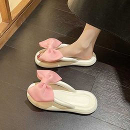 Slippers 2023 Summer Bow Flap Womens Cute Soft Sole Eva Beach Slide Fashion Sandals Home Bathroom Non slip Shoes3DVRJQI1 H240322