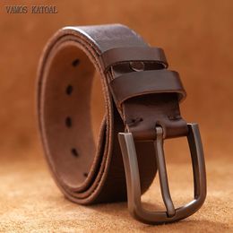 Top Cow genuine leather belts for men luxury designer high quality fashion style vintage brown cowboy male belt 240311