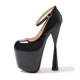 Dress Shoes HOT Patent Leather Women Pumps High Heel 19CM Wedding Platform Concise Steel Pipe Dance Nightclub Ladies Size 34-43 H2403253