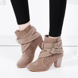 Boots Autumn Martin Boots For Women Korean Style Crosstied Strap Female Fashion Footwear High Heel Party Wedding Women's Shoes