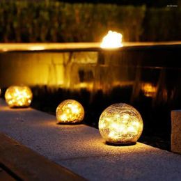 Weatherproof Solar Light Globe Set For Outdoor Garden Waterproof Cracked Glass Ball Lamps With Auto Charging Feature