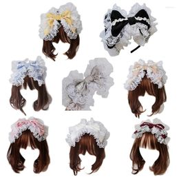 Party Supplies Maid Cosplay Hair Accessory Headband Japanese Lace Big Bowknot Headdress