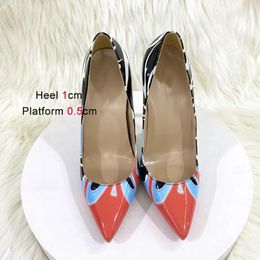 Dress Shoes 2024 Gradient Colour Print High Heels Italy Fashion Evening Party Pumps 12CM Women Pointed Toe Models Gladiator StilettosKNEJ H240321