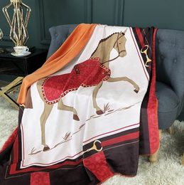 Light Luxury Printing Air Conditioning Blanket Brocade Fox Velvet Office Leisure Nap Blanket Travel Sofa Blankets Wholesale