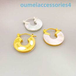 Designer Luxury Brand Jewelry Western Empress Dowagerearring Xis Same Style of Inlaid with Seashells Earrings for Women Copper Yellow Electroplated 18k Real Gold