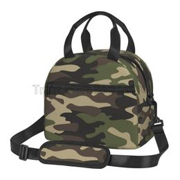 Military Camo Insulated Lunch Bag for Women Waterproof Army Camouflage Cooler Thermal Tote Office Picnic Food Bento Box 240315