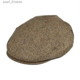 Newsboy Hats BOTVELA 100% Wool Flat C Mens Scally Cs Herringbone News Boys Khaki Ivy Hat Kabis Driver Beret Boina 002C24319