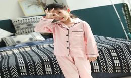 Spring Autumn Children Long Sleeve Pyjamas Sets Satin Silk Sleepwear Teenage Pyjamas Girls Turndown Collar Pijama Y2007049385509