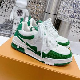 2024 with box top Designer Skate Sneaker Virgil Casual Shoes Calfskin Leather Abloh Black White Green Red Blue Leather Overlays Size 35-45