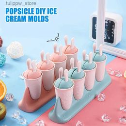 Ice Cream Tools Ice Cream Moulds 4 Cell DIY Ice Cube Food Safe Silicone Moulds Popsicle Maker DIY Homemade Freezer Lolly Mould Moulds L240319