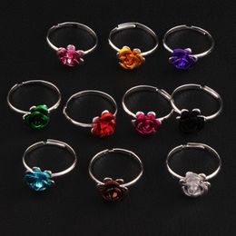 Colorful Little Flower Ring Adjustable Size 100pcs/lot Fresh Band Rings Jewelry DIY NEW R3088/98 274G