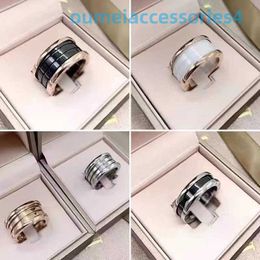 2024 Designer Luxury Brand Jewelry Band Rings Little Red Charity Spring Small Waist Black and White Ceramic Classic Couple Ring