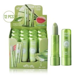 12PcsLot Aloe Vera Moisturizing Lip Balm Color Changing Lipstick Long Lasting Nutritious Tinted Lips Care Wholesale 240313