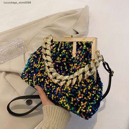 Factory Brand Designer Sells 50% Discount Women's Handbags Online New Fine Shining Chip Handbag Large Capacity Bag Womens Gold Chain Shell