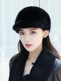 Visors Mink Hats Integral Skin Fur Hat Men's Baseball Cap Peaked Knight