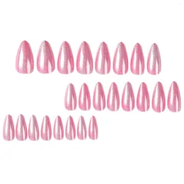 False Nails Pink Fake With Shimmering Powder Waterproof And Durable For Party Wedding Dating Travel