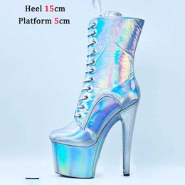 Dress Shoes laser Ankle Boots 20cm super high heel sexy boot for pole dance nightclub stage heels hate the sky size 35-43 H240325