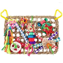 Other Bird Supplies Toys Foraging Wall Toy Seagrass Woven Climbing Hammock Mat With Colorful Chewing Suitable For Lovebirds