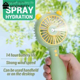 Electric Fans Portable atomizer handheld fan cooling personal mini fan 3 speed 2 mode spray water fan USB charging outdoor camping tripY240320