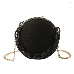 Shoulder Bags Velvet Ladies Purse Personality Thick Chain Small Purses Round Fashion Casual Portable Elegant Solid Colour For Weekend