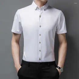 Men's Dress Shirts Summer Slim Fitting Business Work Shirt Casual Handsome Turndown Collar Short Sleeve For Men Soild Blouses Fashion
