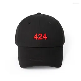 Ball Caps High Street Red Embroidery 424 Baseball Cap Men Women 1:1 Quality Inside Label Adjustable Buckle Hats