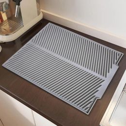 Table Mats Durable Sink Mat Flexible Silicone Dish Drying Heat Resistant Non-slip Draining Board Eco-friendly Drain Pad For Home