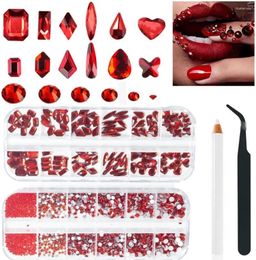 Nail Art Kits Rhinestones Red Charms With Crystal Diamonds Beads Stones 2680Pieces DIY Decorations For Body Eyes