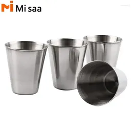 Mugs S Glass Cup Polished 30ml Mini Personalized For Home Kitchen Bar Vodka With Leather Cover Bag Portable Stainless Steel