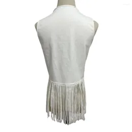 Women's Vests Vintage Fringed Waistcoat Women Tassels Suede Vest Open Front V Neck For Ladies