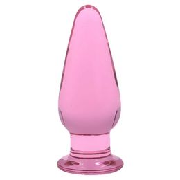 Pink Glass Anal Plug Dildo Anus Masturbator G Spot Stimulator Adult Sex Toys For Woman Men Erotic Glass Butt Plug Ass Insert
