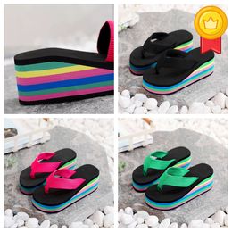 Slippers women's one-sided flip flops summer thick sole sandals outerwear casual beach GAI flip-flo platform colorful Gladiator thick rainbow 36-41