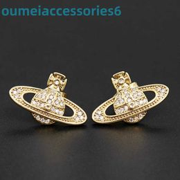 Branddesigner Western Empress Dowagerearring Stud Stud Classic Set with Saturn for Fashion Versatile and Advanced Planet Earrings