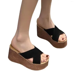Slippers Women's Fashion Thick Platform Wedge Sandals Outdoor Indoor Beach For Women Round Toe Walking Flat Footwear