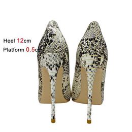 Dress Shoes Plus Size 46 Snake Pattern Womens Pointed Toe High Heels 12CM Stiletto Shallow Mouth Single Show Thin Fashion Pumps H240321PYE8