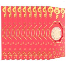 Gift Wrap 10 Pcs Lucky Money To Attract Wealth Dragon Coin Red Packets Year Lantern Wallet Chinese Envelope Pearl Paper Pocket