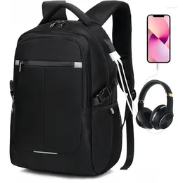 School Bags Travel Business Waterproof Laptop Backpack With External USB Charging And Headphone Port Bag Can Hold 15.6 Inch