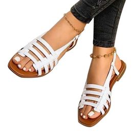 Sandals Women Woman Summer Hollow Out Roman Shoes 2024 Womens Gladiator Open Toe Beach Flats Ladies Footwear Plus Size 35-43 H24032502