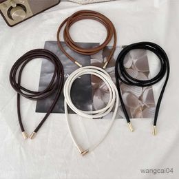 Belts New Round Leather Rope Thin Belt Women Fashion Decorative Knotted Waist Rope Skirt Decorative Coat Sweater Strap