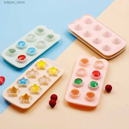 Ice Cream Tools 8 Grid Food Grade Silicone Ice Cube Star Diamond Tray Mold Ice Food Mold Creative DIY Ice Maker Ice Cube Tray Home Kitchen Tools L240319