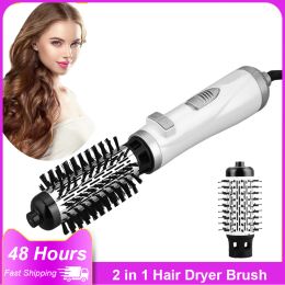 Brushes 2 In 1 Hair Dryer Comb Hot Air Brush Electric Hair Brushes Straightening Rotating Multi Hair Straightener Curler Styling Tools