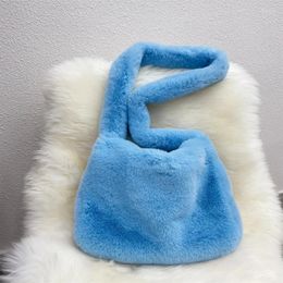 Evening Bags Fashion Winter Soft Warm Solid Colour Fur Bag Simple Designer Women's Plush Shoulder Large Capacity Crossbody