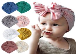 36 Styles Cute Infant Toddler Unisex Ball Knot Indian Turban cap Kids Spring Autumn Caps Baby Bow Hat Solid Color Cotton Hairband 1064037