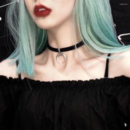 Choker Lace Vintage Necklace Women's Collar Crescent Jewellery Black Bohemian Moon Pendant Punk