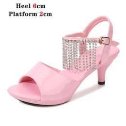 Dress Shoes Stripers Sandals Women Size 43 Thin Heels Fringe Diamonds Chain Summer Colours Peep Toe Sexy Nightclub Party H2403219GWZTYDY
