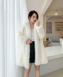 Women's Fur Faux Fur Haining New Womens Winter Wear Long Womens Mink Fleece Warm Long Coat Fur Thickened Plush Lazy Coat