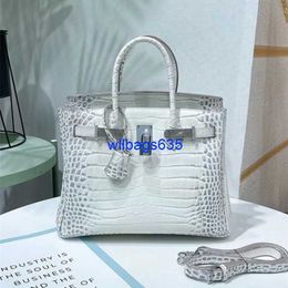 Tote Bags Himalaya Crocodile Handbag Genuine New Crocodile Patterned Cowhide White Womens Handbag One Shoulder Crossbody Bag Himalayan Whi have logo HBO1Q2