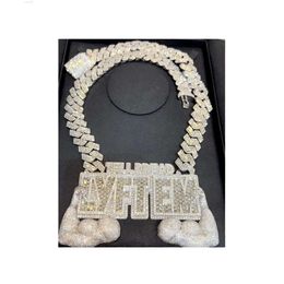 Iced Out Diamond Miami Custom Men 18k Solid Real White Solid Gold Crystal Necklace Jewellery 20mm Cuban Link Chain Necklaces