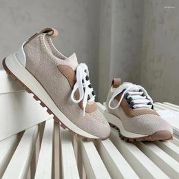 Casual Shoes Spring 2024 B C Woman Mesh Sports Knit Runners Round Toe Women's Sneakers High Quality