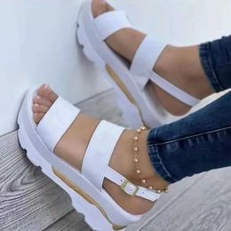 Sandals Womens sandals womens high heels with platform shoes summer strapless casual wedge elegant free delivery13KC H240325